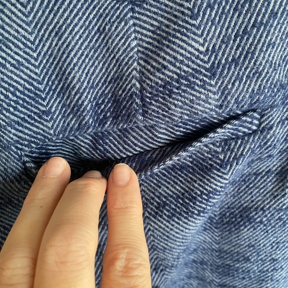 Urban Outfitters High-Rise Wide Leg Herringbone Trouser Pants Blue-Size S - Picture 6 of 9